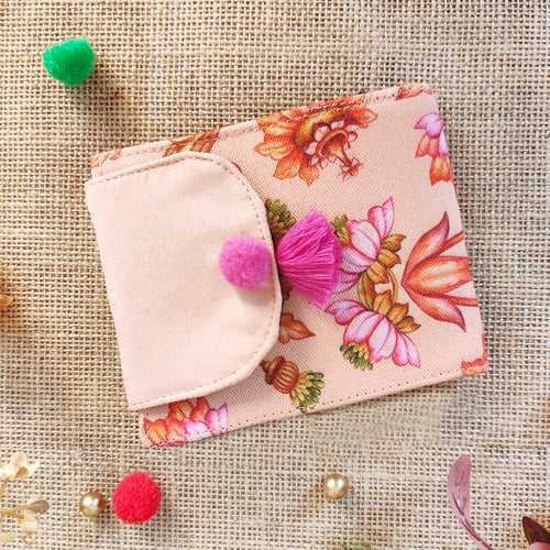 Peach Mughal Flap Mini Wallet