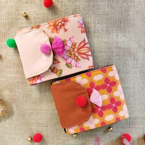 Peach-Orange Flap Mini Wallet Combo