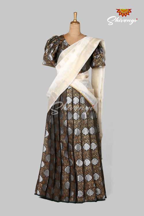 Brocade Silver Half saree | Lehenga !!!