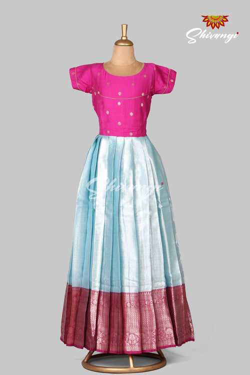 Sky Blue Silver Rose Long Gown For Girls !!!