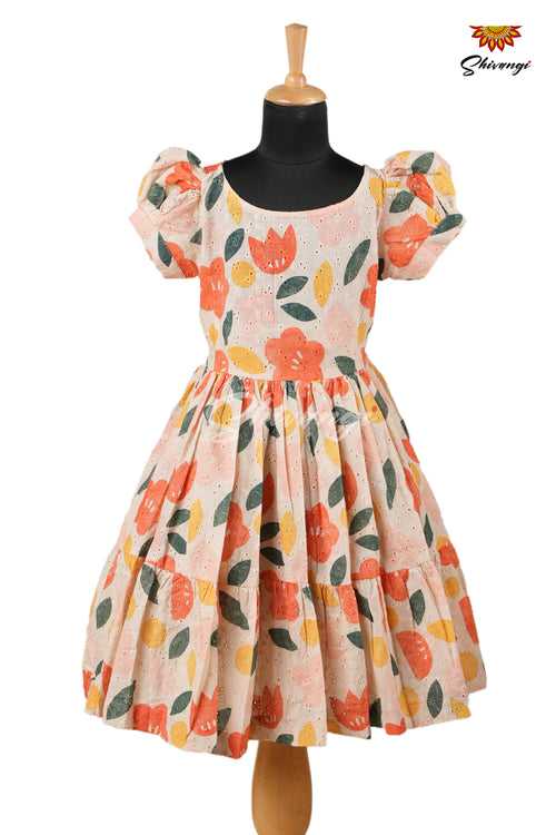 Summer Collection - Yellow Hakoba Floral Frock For Girls !!!