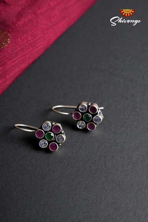 Stud with Hook Oxidised Earring for Girls !!!