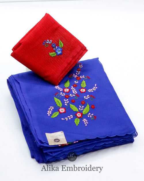 "Everyday Elegance: Daily Wear Blue Silky Kota Saree with Intricate Machine Work"