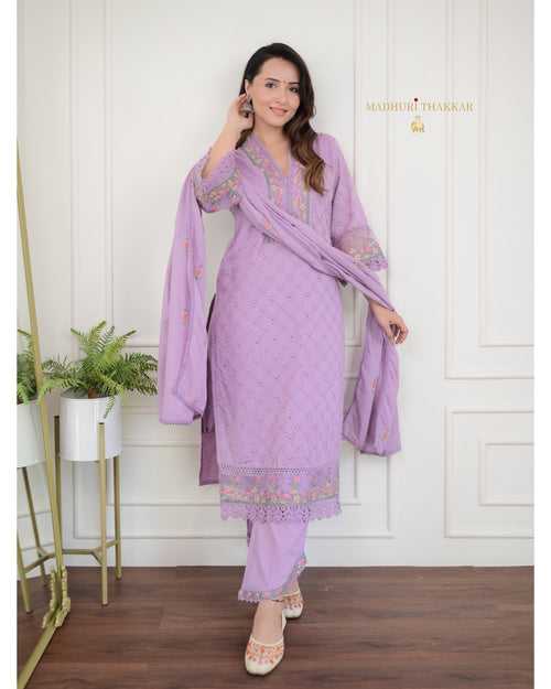 Lilac Schiffli Embroidered Pakistani Suit