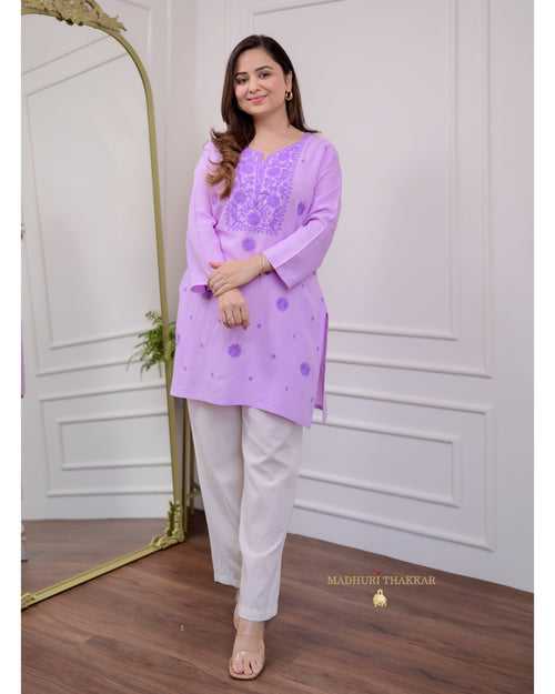 Lilac Chikankari Tunic