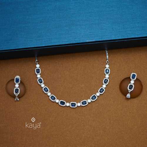 KL101213 - AD Stone Necklace with Earring set (color option)