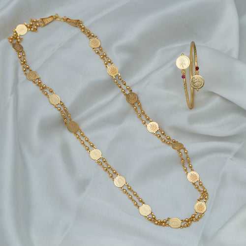 KY101503 Gold tone Kasu Necklace with Bangle