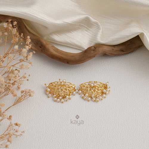 Gold toned Pearl Clustering stud Earrings - AS100422