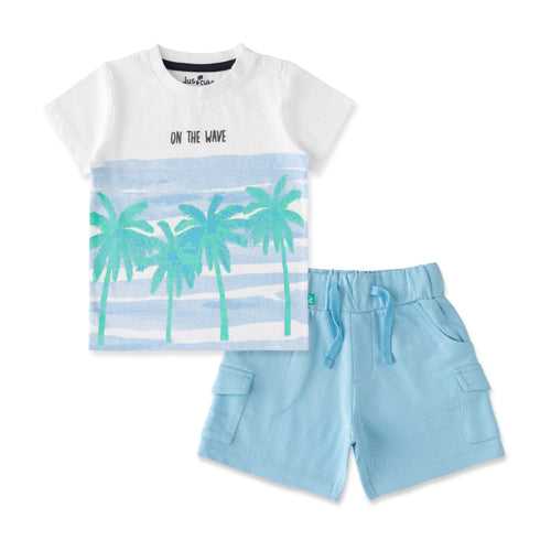 Baby Boys  On The Wave Printed T Shirt & Solid Shorts Set