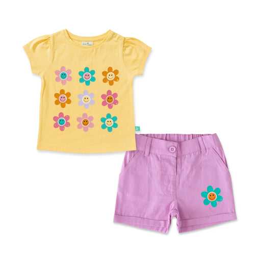 Baby Girls Graphic Printed T Shirt & Shorts Set