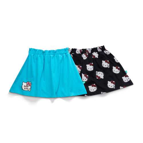 Young Girls Hello Kitty Skirts Printed Combo Skirts - Blue & Black
