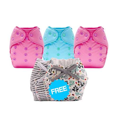 Pink & Blue Newborn Diaper Cover, Smart Nappy Combo