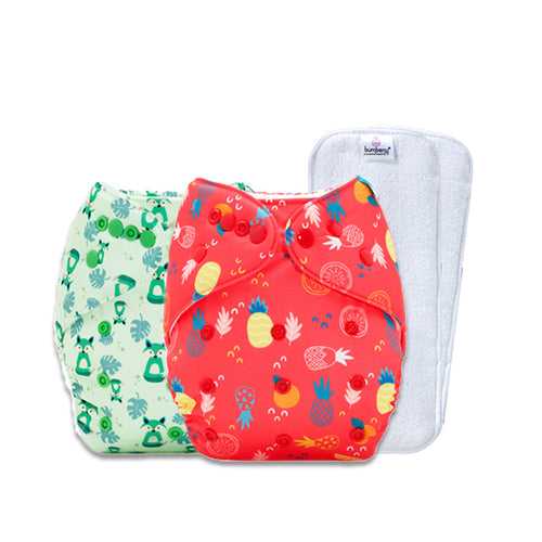 Pocket Diaper Active Baby Fuzzy fox, Pineapple combo