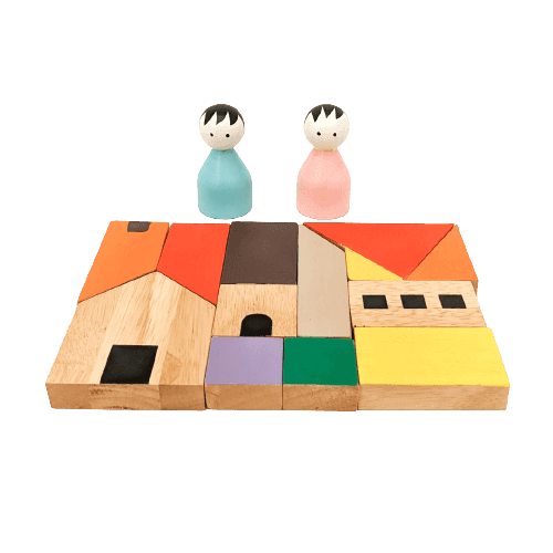 Building set with pegs