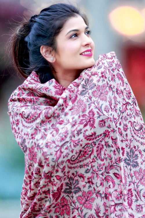 Ruchi Kashyap In Cashmere White Kani Weave Shawl