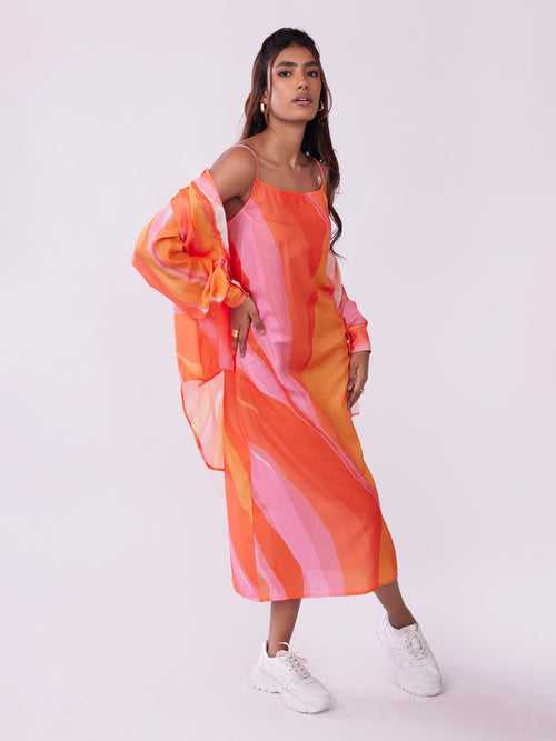Vibrant Abstract Printed Shirt & Dress Co -ord Set