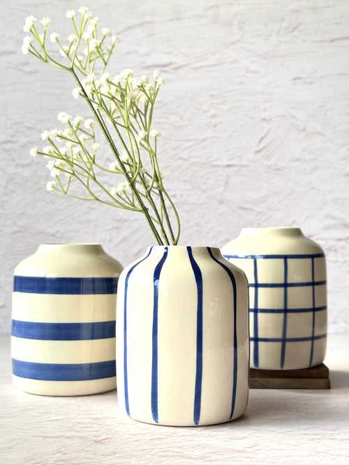 Vintage Stripe Out Set of 3 Vases