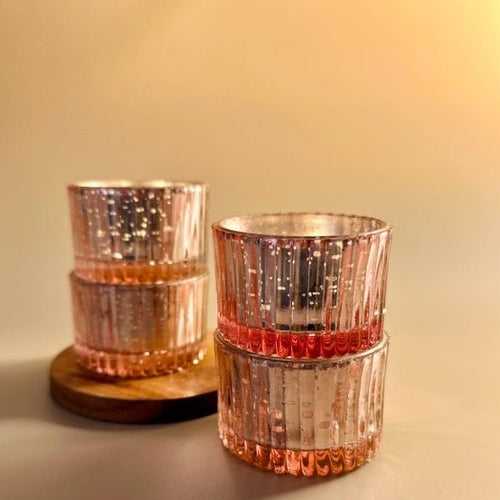 Antique Pink Glass Tealights - Vintage