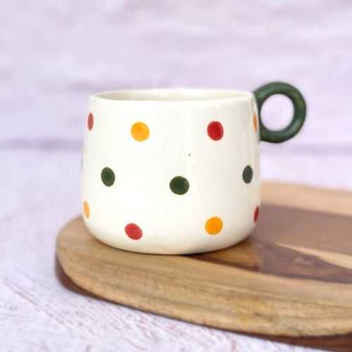 Colourful Polka Dots Ceramic Coffee Cup - 300ml