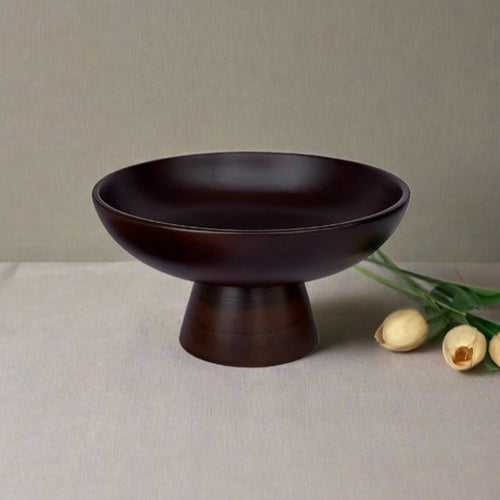 Handcrafted Mango Wood Large Pedestal Bowl