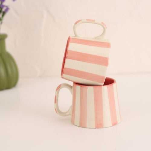 Pink Stripe Ceramic Mug - 220ml