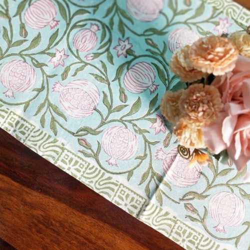 Pomegranate Hand Block Printed Table Runner -