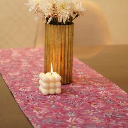 Purple Blooming Cotton Table Runner