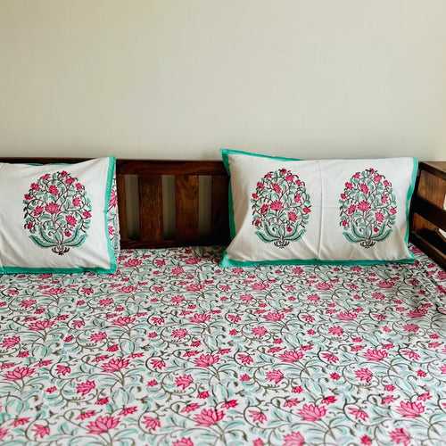 Floral Pastel Green Double Bedsheet