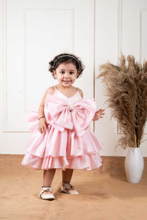 Pre-Order: Peach Bow Double Layered Dress