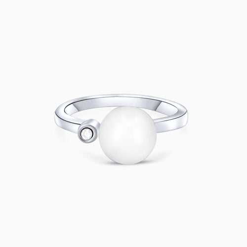 Silver Pearl Open Ring