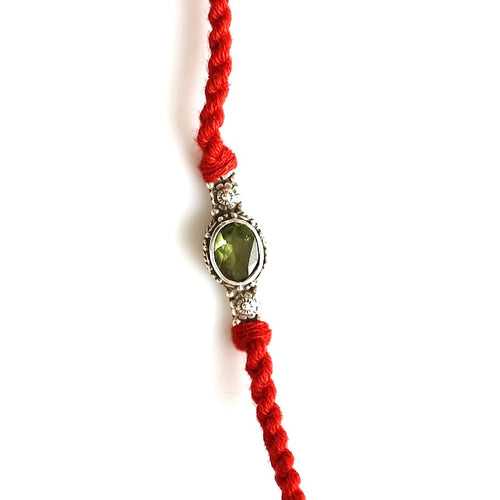 Leo Silver Rakhi (July 23 - August 22)-Peridot