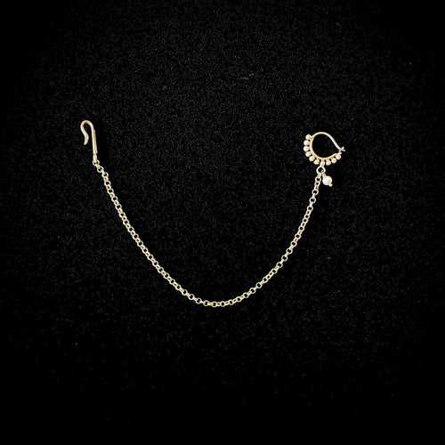 Pearl Chain Nath  (wire or Clip-on)