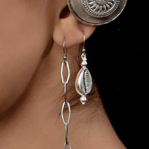 Silver Cowrie Earrings