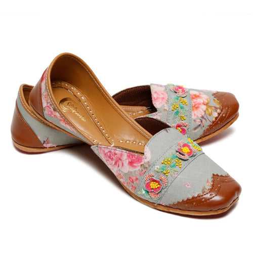 Floret Loafer - Mint Green Leather Loafers with 3D Embroidery