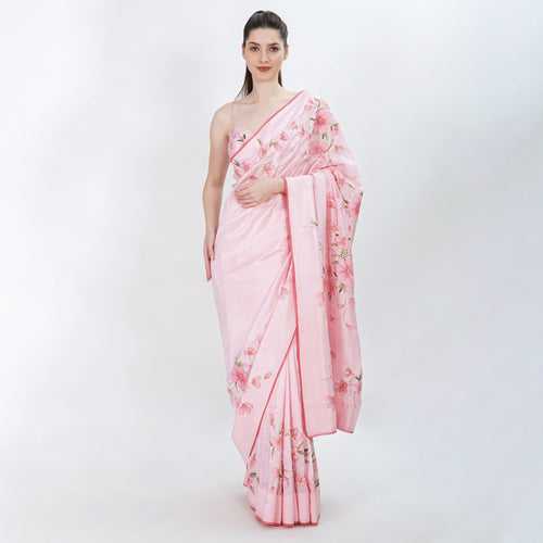 Pink butterfly saree