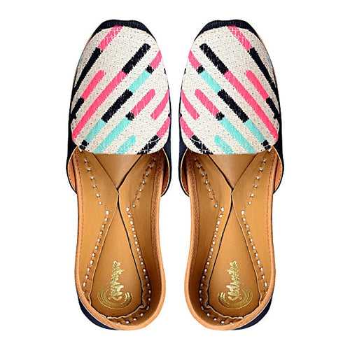 Black & White Striped Ladies Loafer - Trendy Casual Shoes