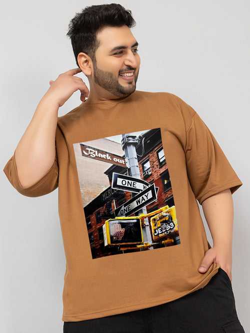 Men Plus Size Printed Oversized Half Sleeves T-Shirt