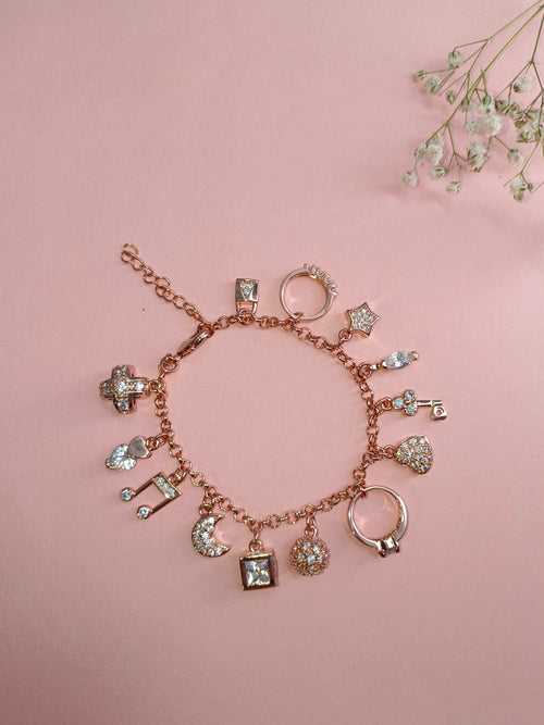 Ethereal Rose Gold Charm Bracelet - SIA417744