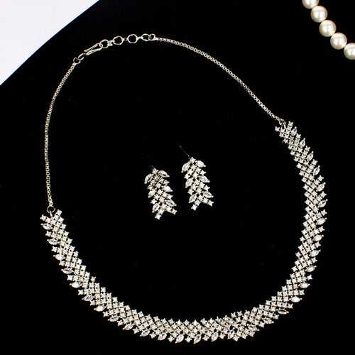 Brilliant Blossoms Cubic Zirconia Necklace Set - SIA424863