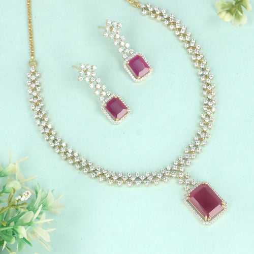 Enthralling Designer Pink Necklace Set - SIA428693