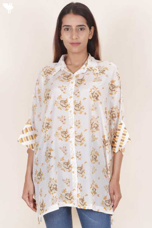 Mulmul Cotton Boxy Shirt In Block Print