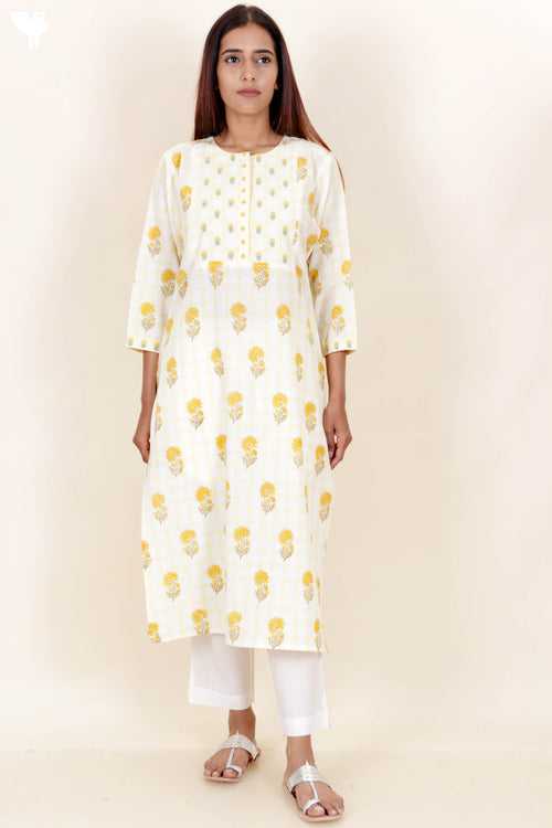 Khaadi Kurta Pant Set With Dupatta In Block Print