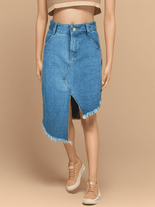 Long Denim Skirt 5014