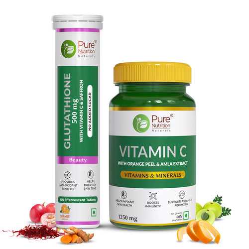 L- Glutathione 500mg With Vitamin C For Healthy Skin & Vitamin C Tablet For Better Immunity