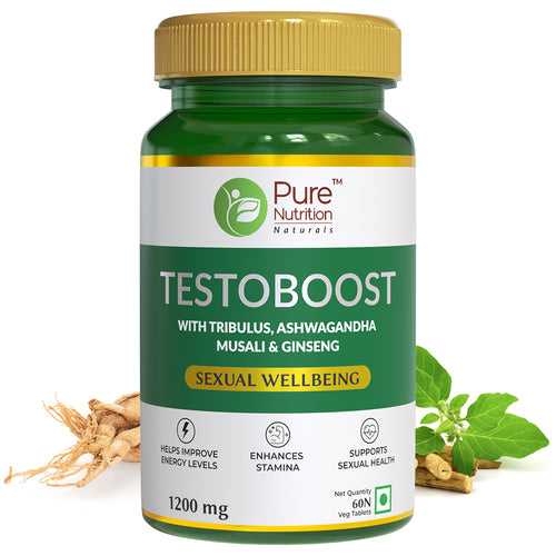 Testoboost with Tribulus, Ashwagandha, Musali & Ginseng - 60 Veg Tablets