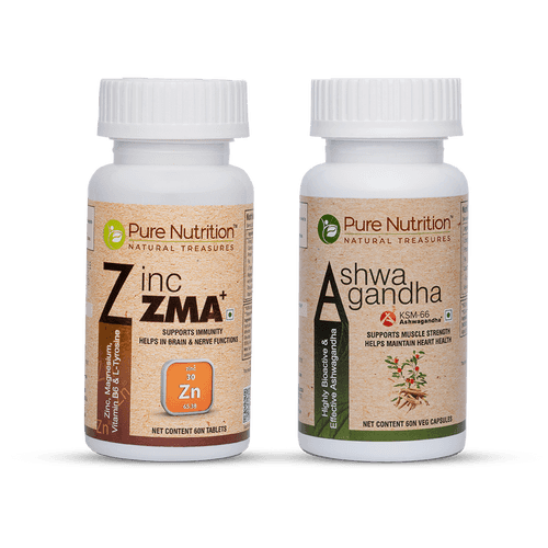 Pure Nutrition Zinc ZMA Plus and Ashwagandha KSM – 66