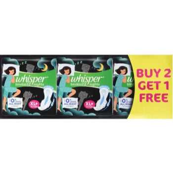 Whisper bindazZZ Nights XL+ 15 (Buy 2 Get 1 free ) Sanitary Pad