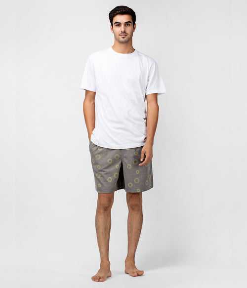 Horacio Mens Grey Printed Shorts