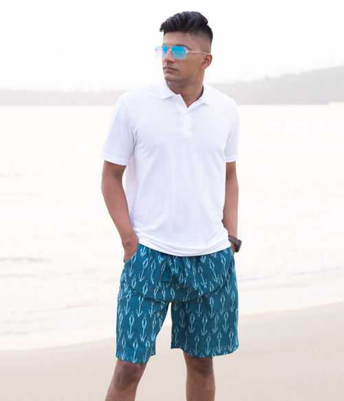 Teal Arrows Ikat Mens Shorts