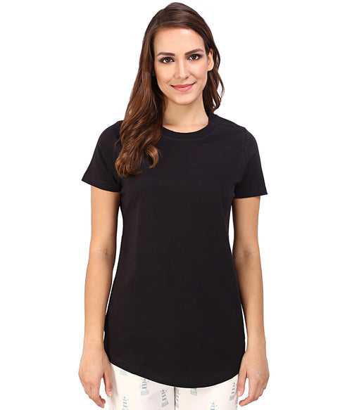 Black Solid Womens T-Shirt